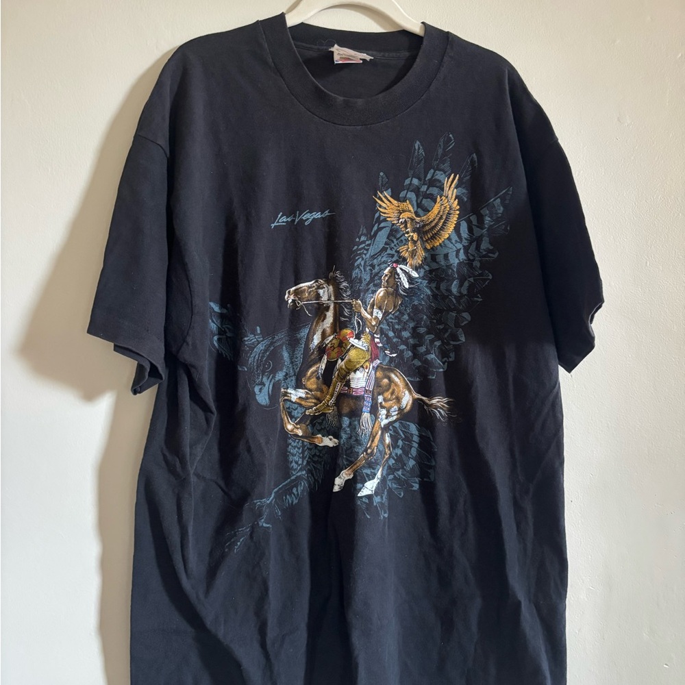 Buffalo David Bitton Black Tee with Graphic Design single stitch